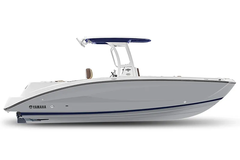 Slide: The Image of 2026 Yamaha Boats 252 FSH Sport, featuring luxurious beige seating with brown accents. - 8