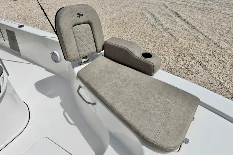 Slide: The Image of 2022 Sea Pro 248 Bay boat seat with cup holder and quilted design. - 11