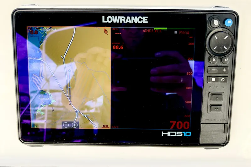 Slide: The Image of Lowrance HDS10 marine GPS display on 2022 Sea Pro 248 Bay boat. - 18