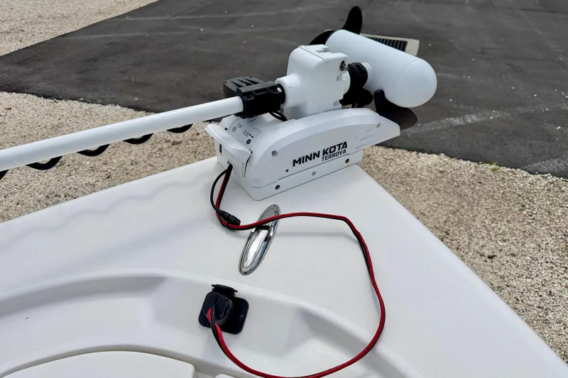 Slide: The Image of Minn Kota Terrova trolling motor on 2022 Sea Pro 248 Bay boat deck. - 36