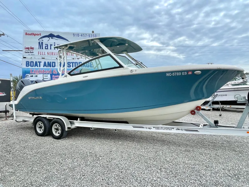 Slide: The Image of 2020 Stingray 269 DC boat on trailer at Southport Marina. - 11