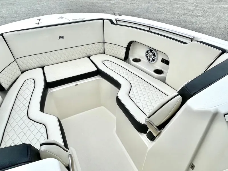 Slide: The Image of Interior of 2020 Stingray 269 DC with elegant upholstered seating. - 33