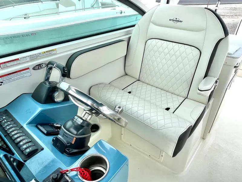 Slide: The Image of Interior of 2020 Stingray 269 DC with steering wheel and seat. - 41