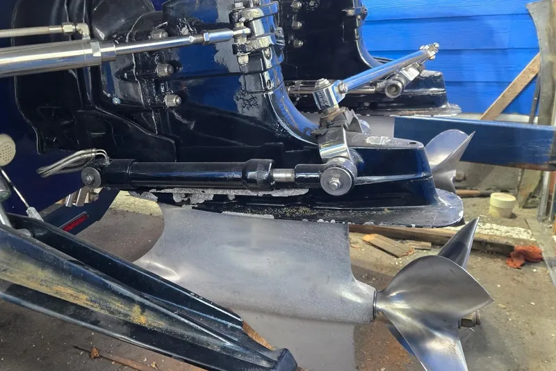 Slide: The Image of Close-up of 1989 Apache 41 "The Chief" boat propeller and drive system. - 9
