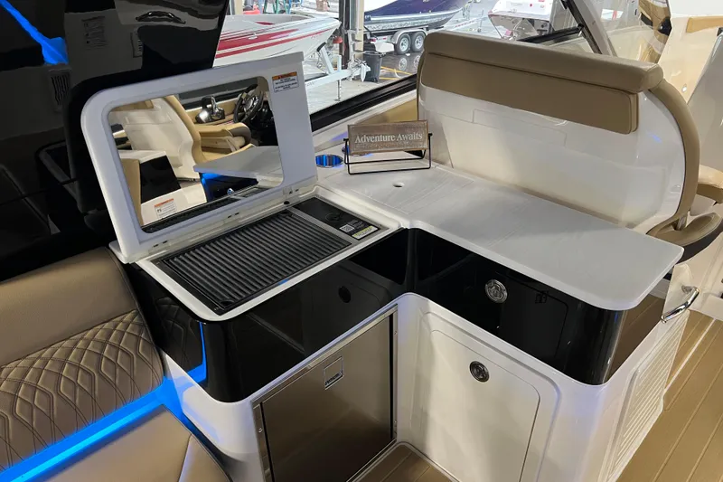 Slide: The Image of Luxurious interior of 2025 Sea Ray Sundancer 370 Outboard with modern amenities. - 13