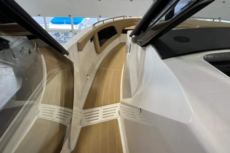 Slide: The Image of 2025 Sea Ray Sundancer 370 Outboard interior with sleek design and modern finishes. - 23