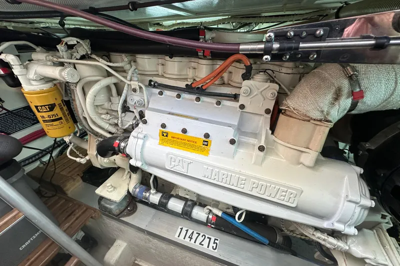 Slide: The Image of Engine room of 2003 Grand Banks 43 Eastbay HX with CAT Marine Power engine. - 38