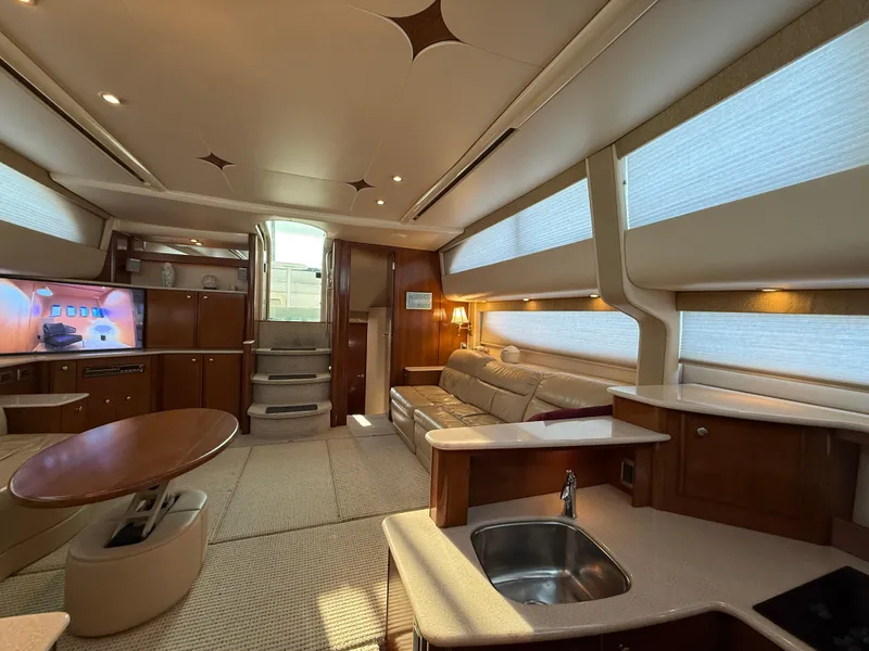 Slide: The Image of Luxurious interior of a 2005 Meridian 459 Motoryacht with modern amenities and elegant design. - 25