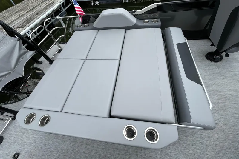 Slide: The Image of Luxurious lounge area on South Bay 525UL393 pontoon boat, year 2025. - 33