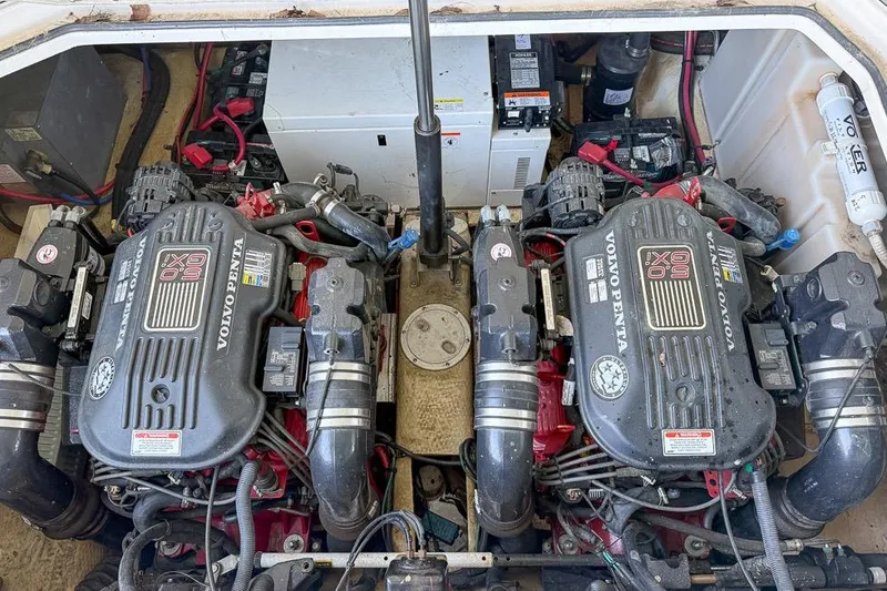 Slide: The Image of Engine compartment of a 2006 Regal 3060 Window Express with Volvo Penta engines. - 28