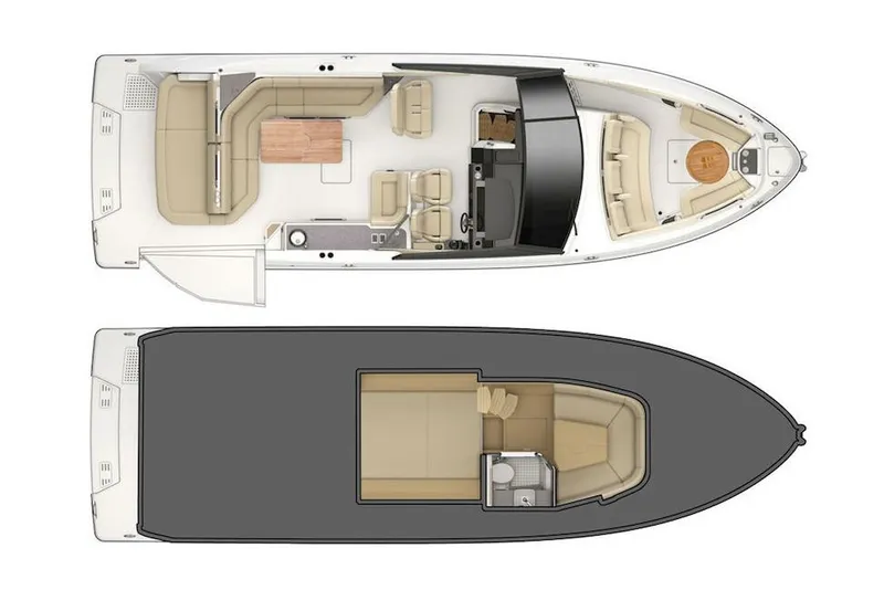Slide: The Image of Manufacturer Provided Image: Top view layout of 2021 Sea Ray SLX 400 boat, showcasing interior and deck design. - 38