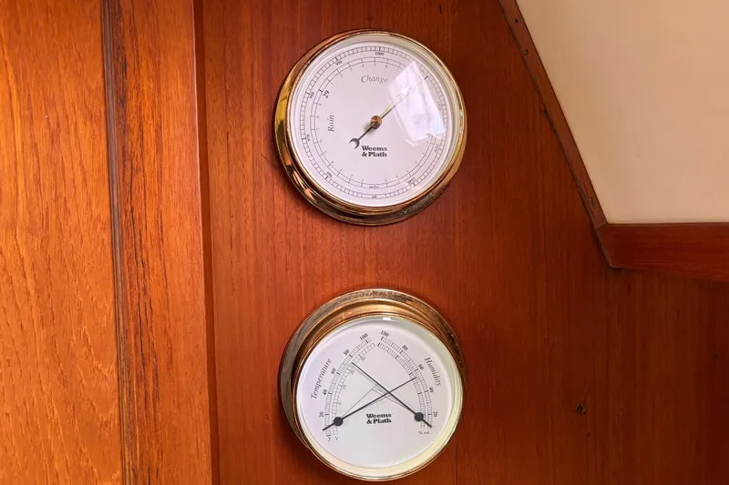Slide: The Image of Barometer and hygrometer on wooden panel, Nordic 44 yacht, 1986 model. - 26