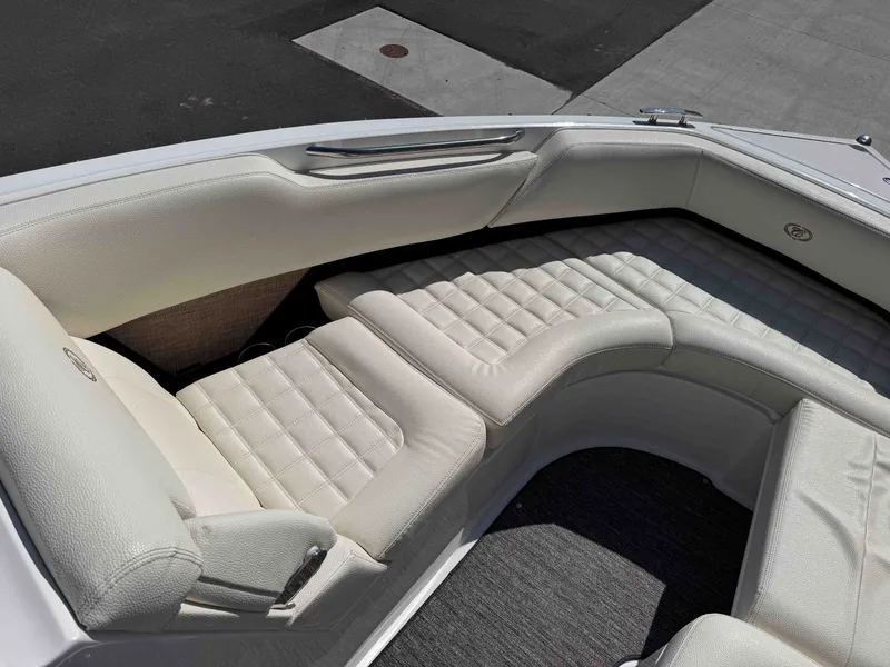 Slide: The Image of Interior of a 2021 Cobalt R5 boat with luxurious seating. - 24