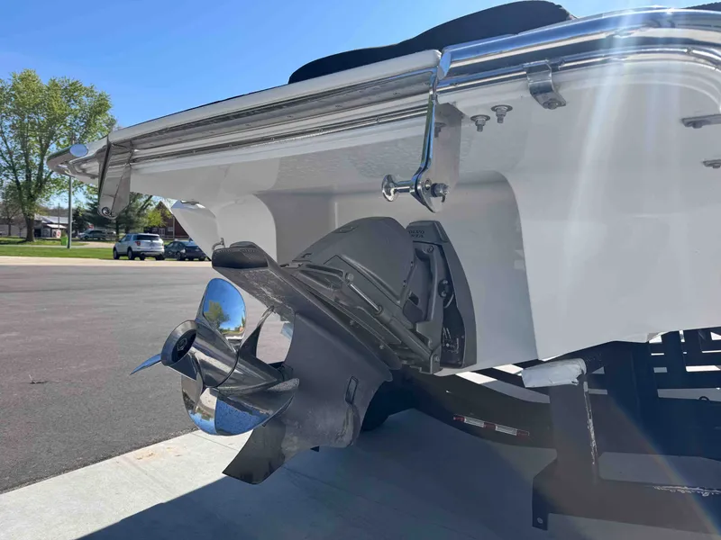 Slide: The Image of 2021 Cobalt R5 boat with shiny propeller in sunlight. - 5