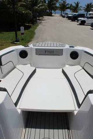 Slide: The Image of Yamaha 222 FSH Sport E 2023 boat rear seating area. - 28
