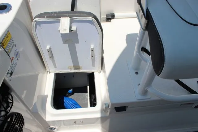 Slide: The Image of Storage compartment in Yamaha 222 FSH Sport E boat, 2023 model. - 36