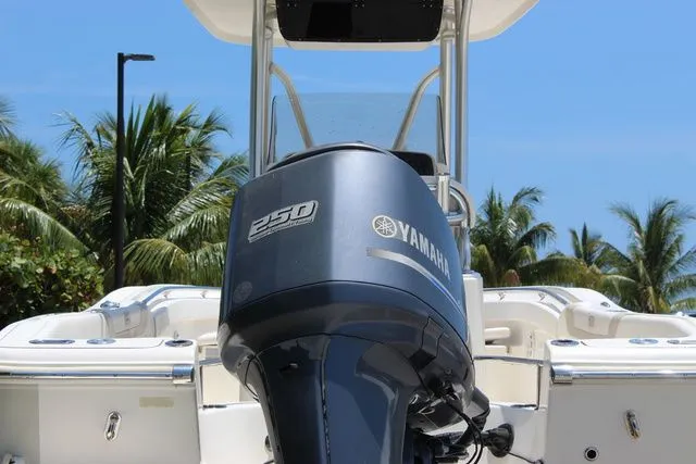 Slide: The Image of Yamaha 250 outboard motor on Pioneer 222 Sportfish boat, 2014 model. - 12