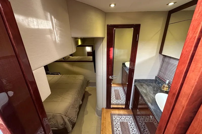 Slide: The Image of Luxurious interior of 2014 Sea Ray Sundancer 510 yacht with bedroom and bathroom. - 23