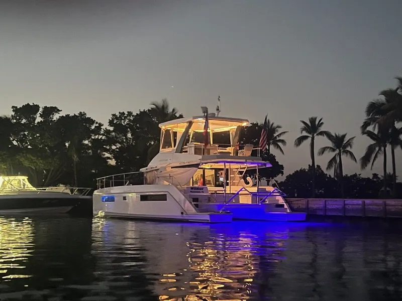 Slide: The Image of Leopard 43 PC 2019 yacht illuminated at sunset. - 40
