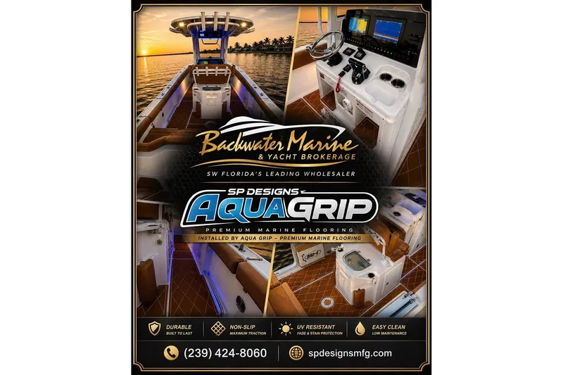 Slide: The Image of 2024 Sea Hunt Ultra 265 SE with AquaGrip marine flooring by Backwater Marine. - 12