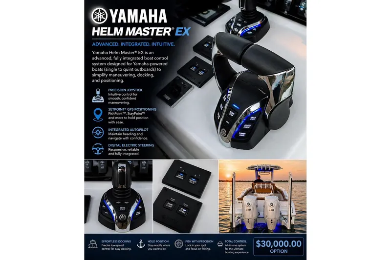 Slide: The Image of Yamaha Helm Master EX system for Sea Hunt Ultra 265 SE, 2024 model, showcasing advanced boat control features. - 9