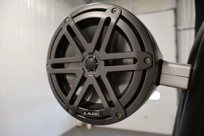 Slide: The Image of Close-up of JL Audio speaker on 2021 Scarab 215 ID boat. - 40