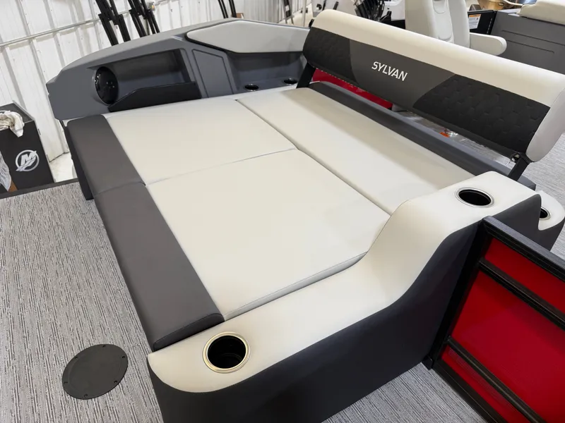 Slide: The Image of Sylvan R-22 CLZ DH 2026 boat with luxurious seating area. - 16