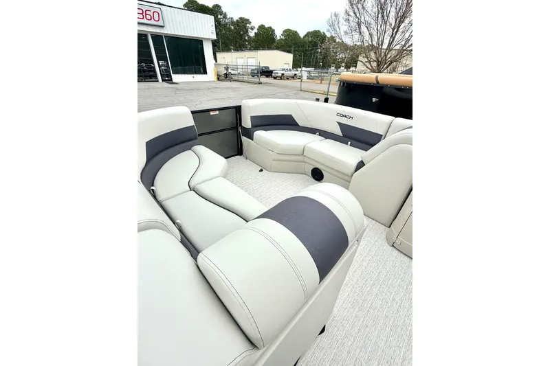 Slide: The Image of Luxurious seating on 2026 Coach Pontoons 223 RFC, showcasing modern design and comfort. - 20