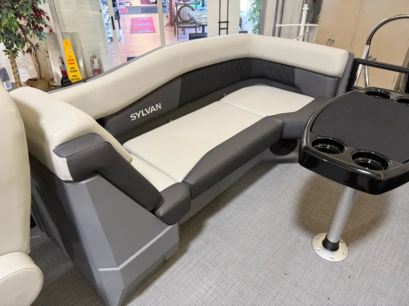Slide: The Image of Interior of 2026 Sylvan R-22 LZ DH with gray and white seating. - 15
