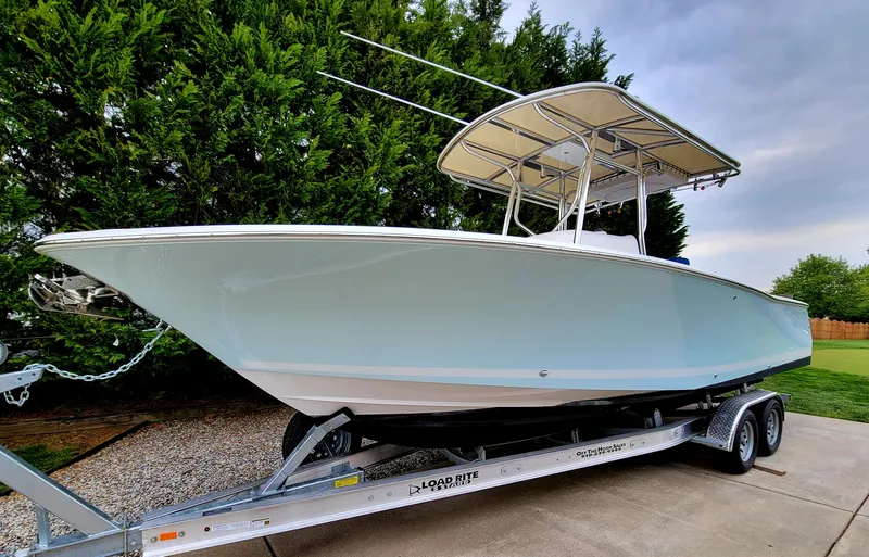 Slide: The Image of 2007 Southport Center Console 26 on trailer, side view. - 1