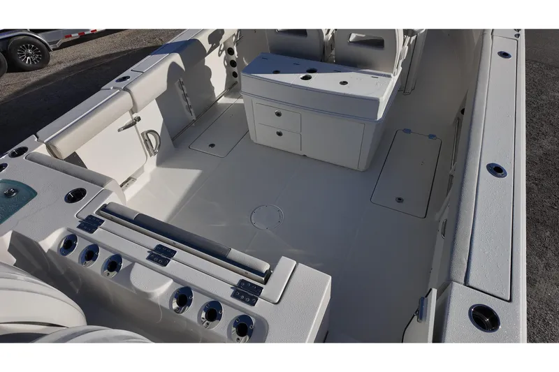 Slide: The Image of 2026 Sailfish 272 CC boat interior with seating and storage compartments. - 15