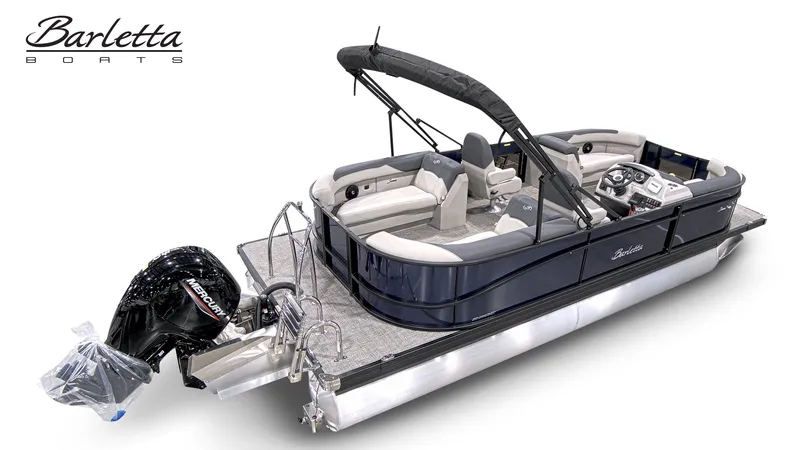 Slide: The Image of 2026 Barletta SANZA 22QC pontoon boat with Mercury engine. - 4