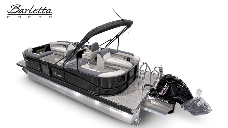 Slide: The Image of Barletta SANZA 22QC 2026 pontoon boat with Mercury engine, luxurious design. - 9