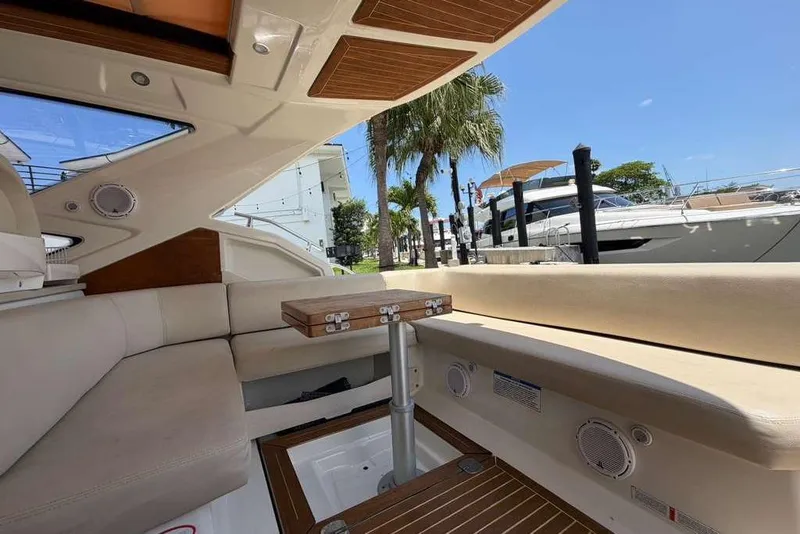 Slide: The Image of Cockpit of 2013 Cranchi Endurance 41 yacht with steering wheel and control panel. - 6