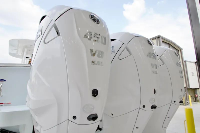 Slide: The Image of Triple Yamaha 450 V8 engines on a 2026 Regulator 37 boat. - 7