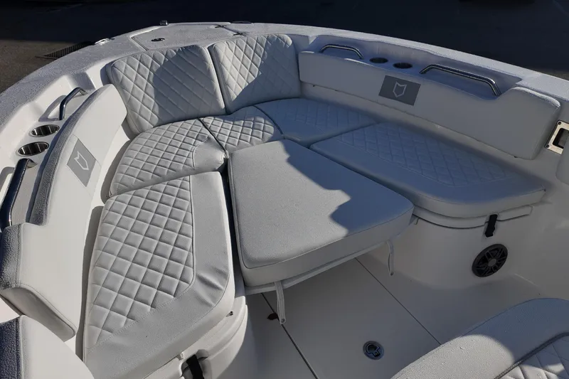 Slide: The Image of 2026 Sea Fox 248 Commander boat with luxurious cushioned seating area. - 9
