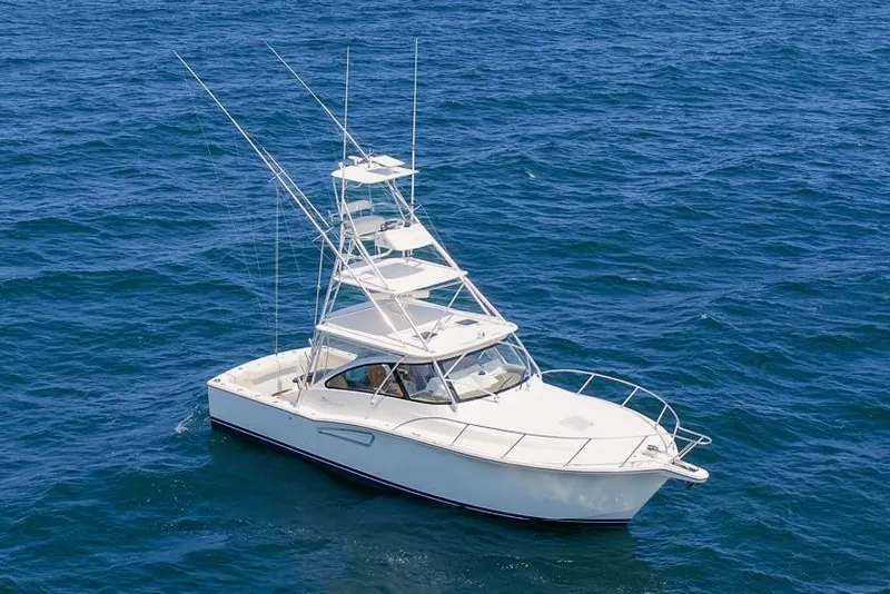 Slide: The Image of 2022 Albemarle 36 Express boat on open sea. - 2