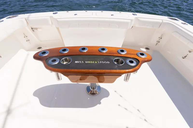 Slide: The Image of Albemarle 36 Express 2022 with custom fishing rod holder on deck. - 30