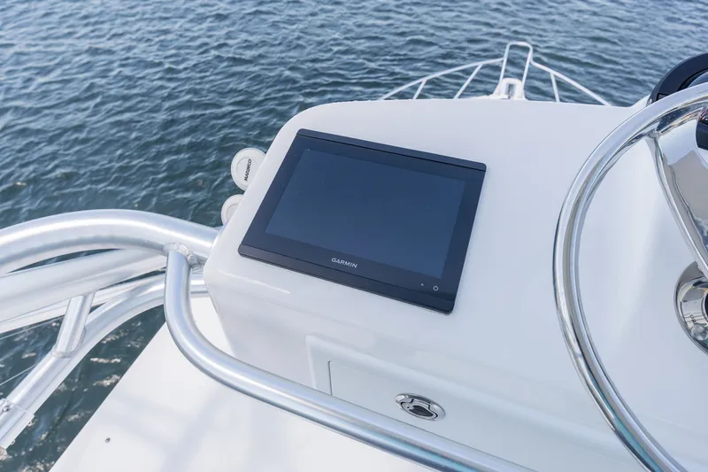 Slide: The Image of Helm console of 2022 Albemarle 36 Express with Garmin display. - 49