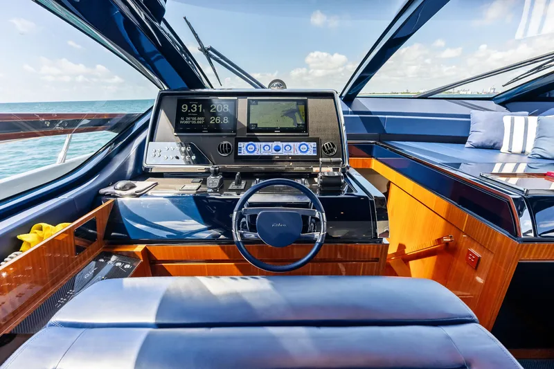 Slide: The Image of Cockpit of 2021 Riva 66' Ribelle yacht with modern navigation system. - 14