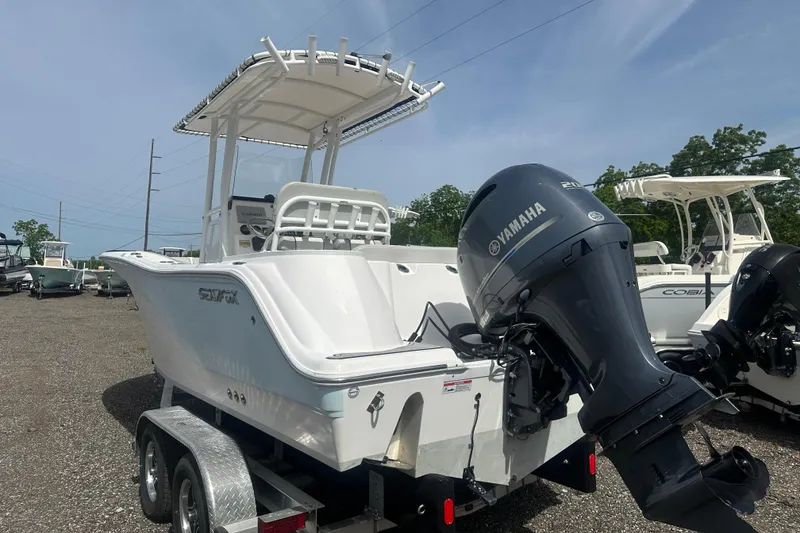 Slide: The Image of 2023 Sea Fox 228 Commander boat with Yamaha engine on trailer. - 4