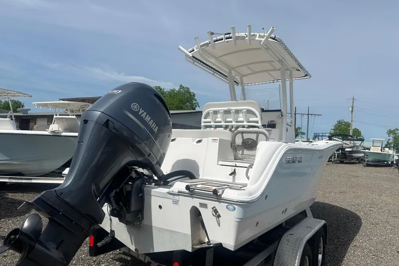 Slide: The Image of 2023 Sea Fox 228 Commander boat with Yamaha outboard engine on trailer. - 5