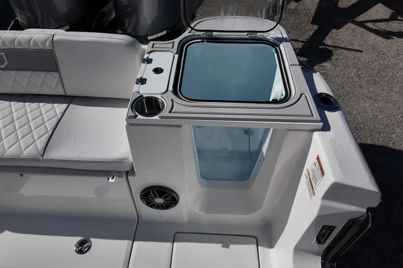 Slide: The Image of 2026 Sea Fox 268 Commander boat interior with seating and storage compartment. - 15