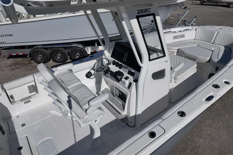 Slide: The Image of 2026 Sea Fox 268 Commander boat interior with helm, seating, and controls. - 5