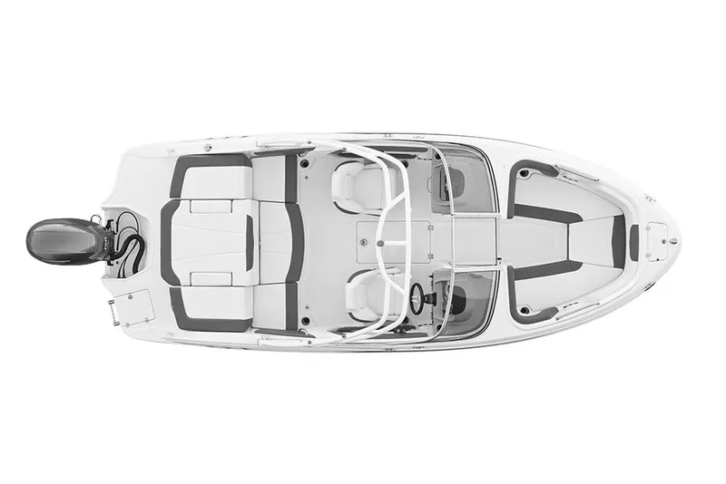 Slide: The Image of Manufacturer Provided Image: Top view of 2020 Chaparral 21 SSi OB boat with seating and outboard motor. - 22