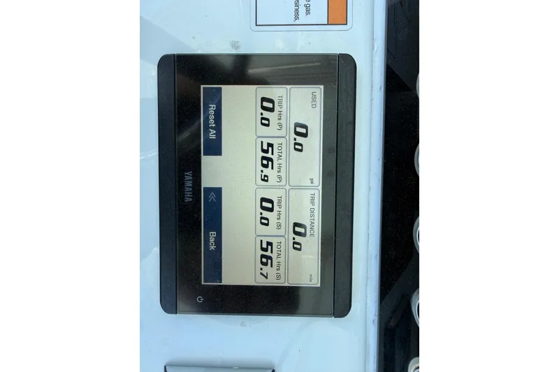 Slide: The Image of Yamaha display on 2024 Contender 25 Tournament boat showing trip data and fuel usage. - 22