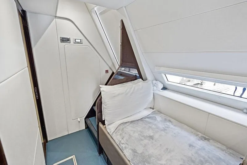 Slide: The Image of 2019 Sunseeker 76 Yacht interior cabin with modern design and comfortable bedding. - 65