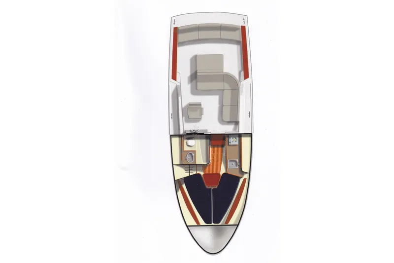 Slide: The Image of 2007 Hunt Yachts Surfhunter 29 floor plan, showcasing interior layout and seating arrangement. - 21