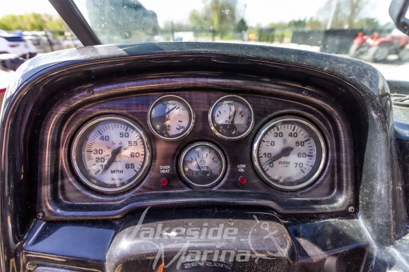 Slide: The Image of Dashboard of 2020 G3 Angler V19 FS boat with speedometer and gauges. - 19