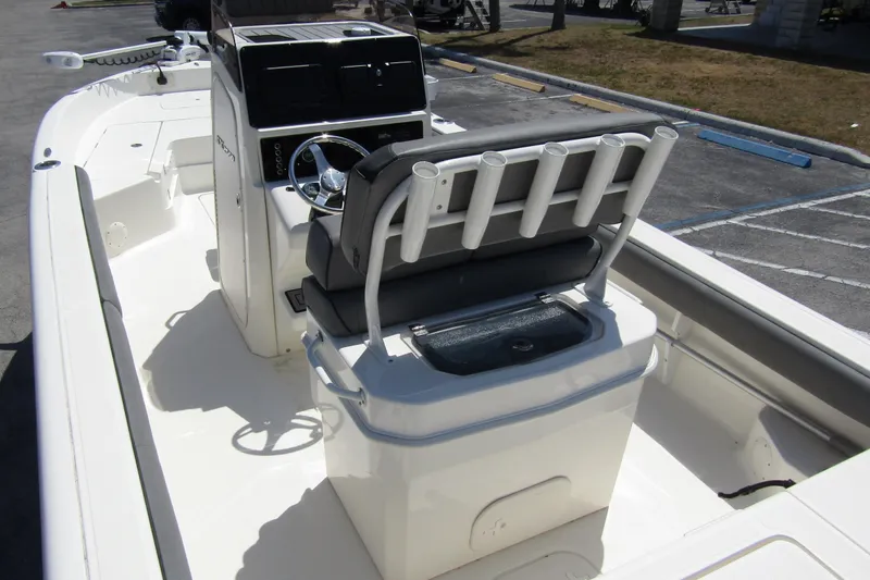 Slide: The Image of 2022 Skeeter SX2550 Fish boat interior with steering console and seating. - 34